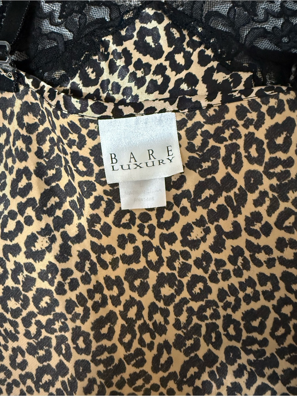 Vintage Leopard Satin Slip Dress with Black Lace Trim - Picture 5 of 6